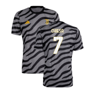 2023-2024 Juventus Pre-Match Shirt (Black) (CHIESA 7)