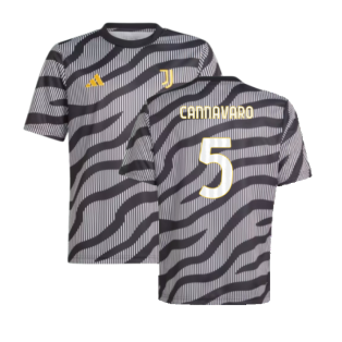 2023-2024 Juventus Pre-Match Shirt (Black) - Kids (CANNAVARO 5)
