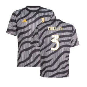 2023-2024 Juventus Pre-Match Shirt (Black) - Kids (CHIELLINI 3)