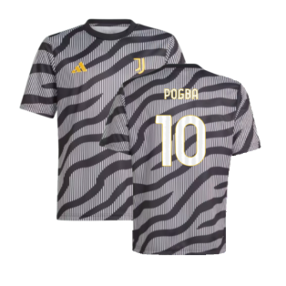 2023-2024 Juventus Pre-Match Shirt (Black) - Kids (POGBA 10)