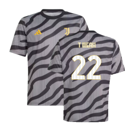 2023-2024 Juventus Pre-Match Shirt (Black) - Kids (T Weah 22)