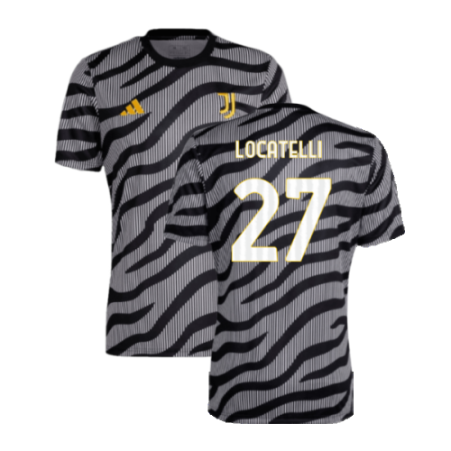 2023-2024 Juventus Pre-Match Shirt (Black) (LOCATELLI 27)