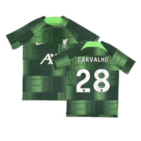 2023-2024 Liverpool Academy Pre-Match Shirt (Green) - Kids (Carvalho 28)