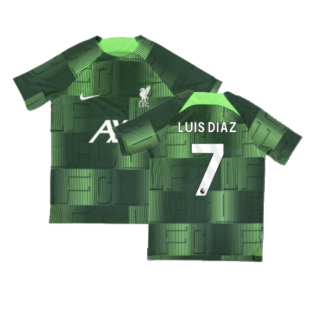 2023-2024 Liverpool Academy Pre-Match Shirt (Green) - Kids (Luis Diaz 7)