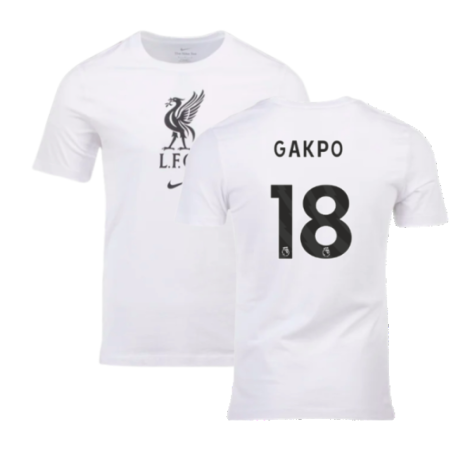 2023-2024 Liverpool Crest Tee (White) (Gakpo 18)