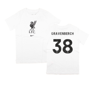 2023-2024 Liverpool Crest Tee (White) - Kids (Gravenberch 38)