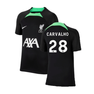 2023-2024 Liverpool Strike Dri-Fit Training Shirt (Black) - Kids (Carvalho 28)