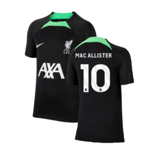 2023-2024 Liverpool Strike Dri-Fit Training Shirt (Black) - Kids (Mac Allister 10)