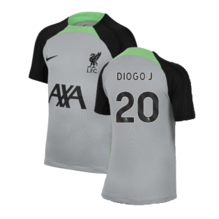 2023-2024 Liverpool Strike Dri-Fit Training Shirt (Grey) - Kids (Diogo J 20)