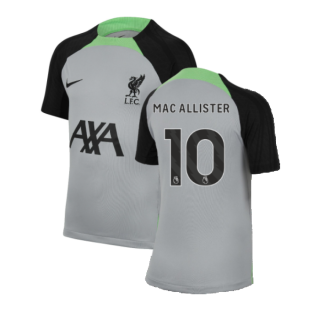 2023-2024 Liverpool Strike Dri-Fit Training Shirt (Grey) - Kids (Mac Allister 10)