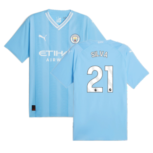 2023-2024 Man City Authentic Home Shirt (SILVA 21)
