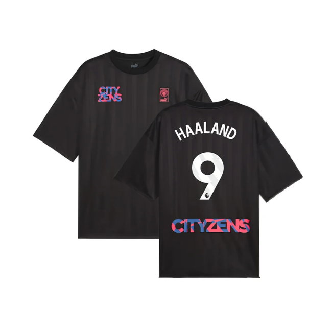 2023-2024 Man City FtblNrgy Jersey (Black) (HAALAND 9)