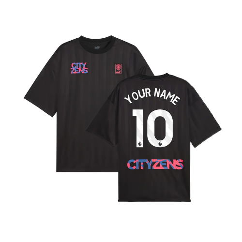 2023-2024 Man City FtblNrgy Jersey (Black) (Your Name)