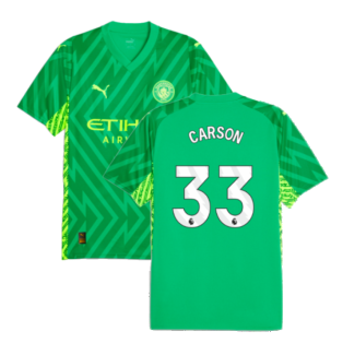 2023-2024 Man City Goalkeeper Shirt (Green) - Kids (Carson 33)