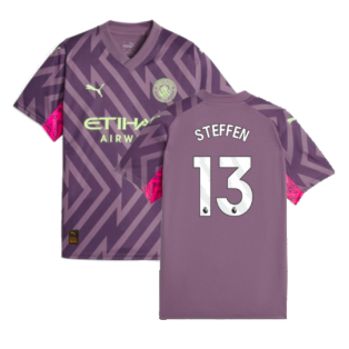 2023-2024 Man City Goalkeeper Shirt (Purple Charcoal) - Kids (Steffen 13)