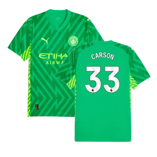 2023-2024 Man City Home Goalkeeper Shirt (Green) (Carson 33) 2023-2024 Man City Home Goalkeeper Shirt (Green) (Carson 33)