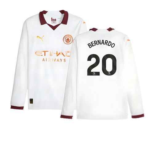 2023-2024 Man City Long Sleeve Away Shirt (BERNARDO 20)