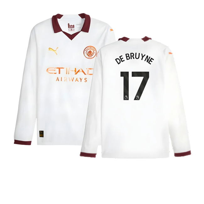 2023-2024 Man City Long Sleeve Away Shirt (DE BRUYNE 17)