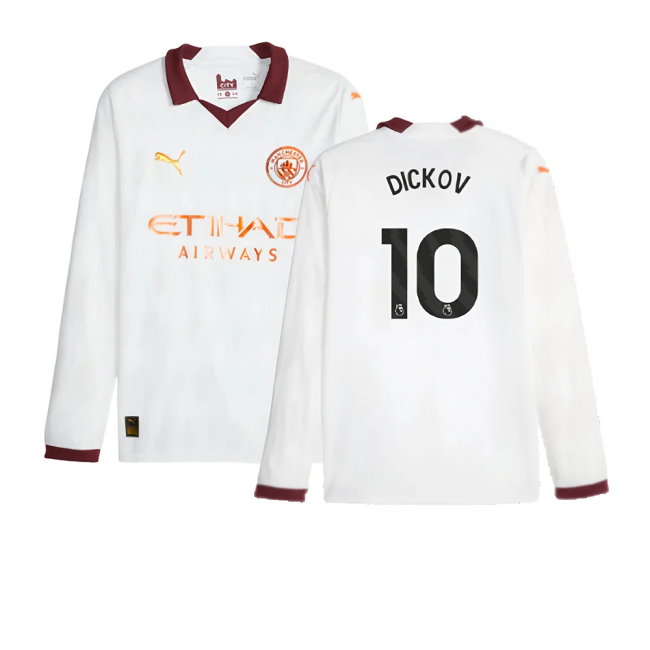 2023-2024 Man City Long Sleeve Away Shirt (DICKOV 10)