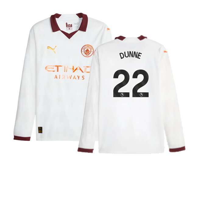 2023-2024 Man City Long Sleeve Away Shirt (DUNNE 22)