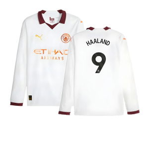 2023-2024 Man City Long Sleeve Away Shirt (HAALAND 9)