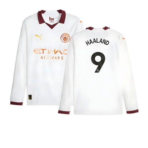 2023-2024 Man City Long Sleeve Away Shirt (HAALAND 9)
