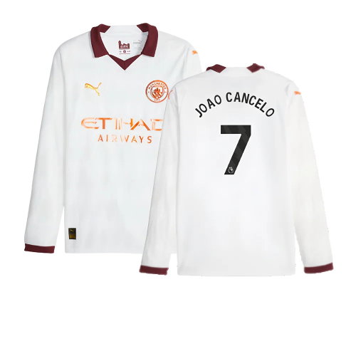 2023-2024 Man City Long Sleeve Away Shirt (JOAO CANCELO 7)