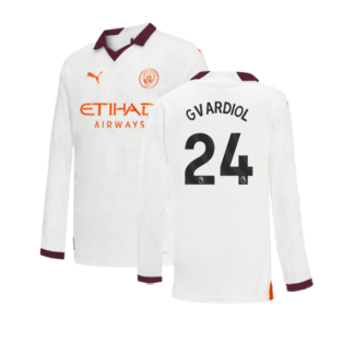 2023-2024 Man City Long Sleeve Away Shirt (Kids) (Gvardiol 24)