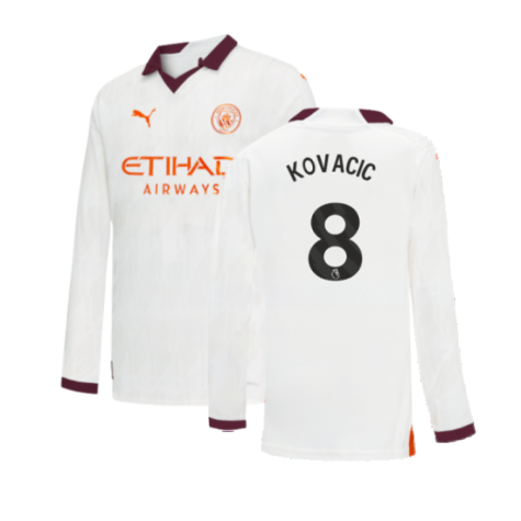 2023-2024 Man City Long Sleeve Away Shirt (Kids) (Kovacic 8)