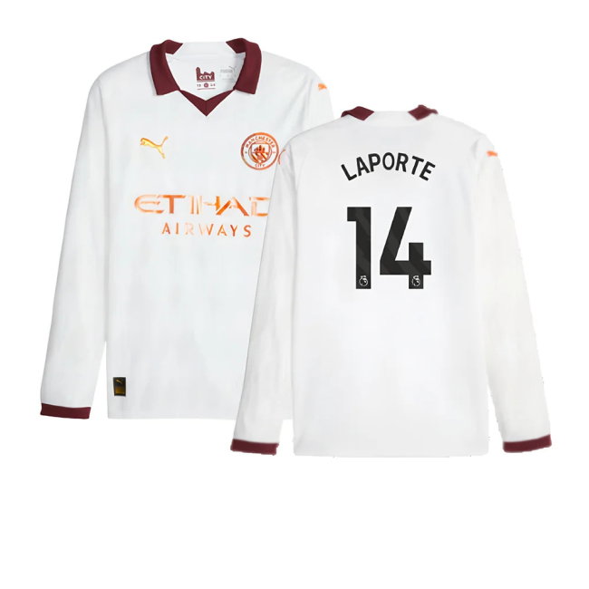 2023-2024 Man City Long Sleeve Away Shirt (LAPORTE 14)