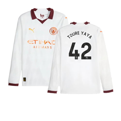 2023-2024 Man City Long Sleeve Away Shirt (TOURE YAYA 42)