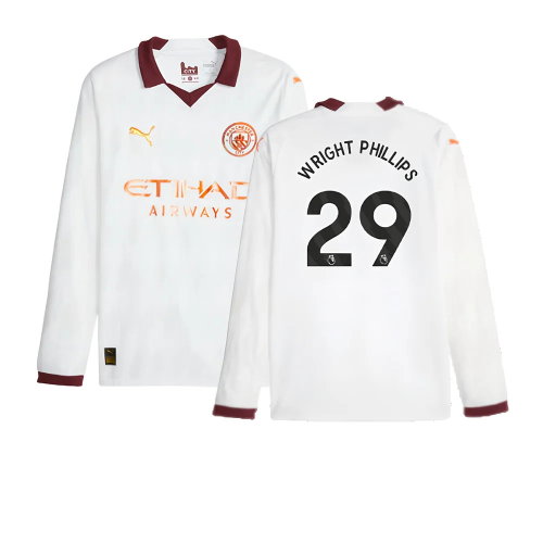 2023-2024 Man City Long Sleeve Away Shirt (WRIGHT PHILLIPS 29)