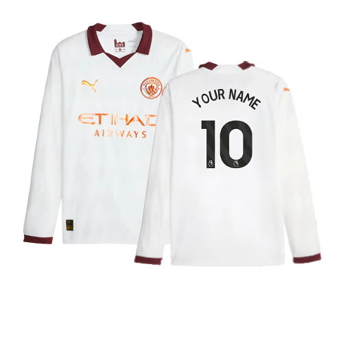 2023-2024 Man City Long Sleeve Away Shirt (Your Name)