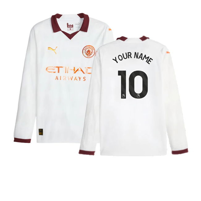 2023-2024 Man City Long Sleeve Away Shirt (Your Name)