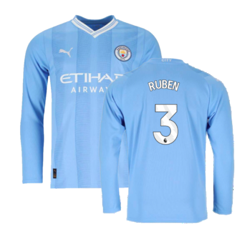2023-2024 Man City Long Sleeve Home Shirt (RUBEN 3)