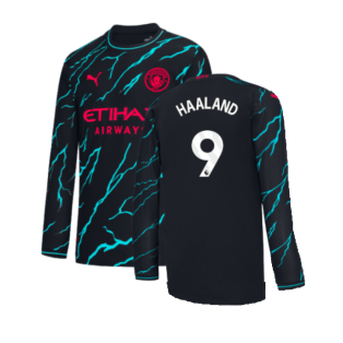 2023-2024 Man City Long Sleeve Third Shirt (HAALAND 9)