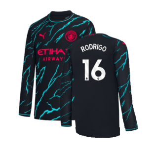 2023-2024 Man City Long Sleeve Third Shirt (RODRIGO 16)