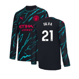 2023-2024 Man City Long Sleeve Third Shirt (SILVA 21)