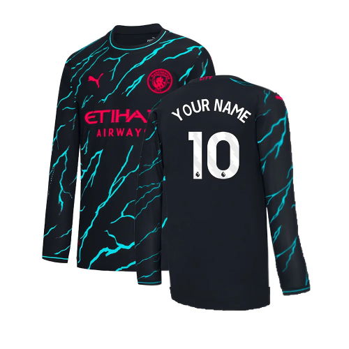 2023-2024 Man City Long Sleeve Third Shirt (Your Name)