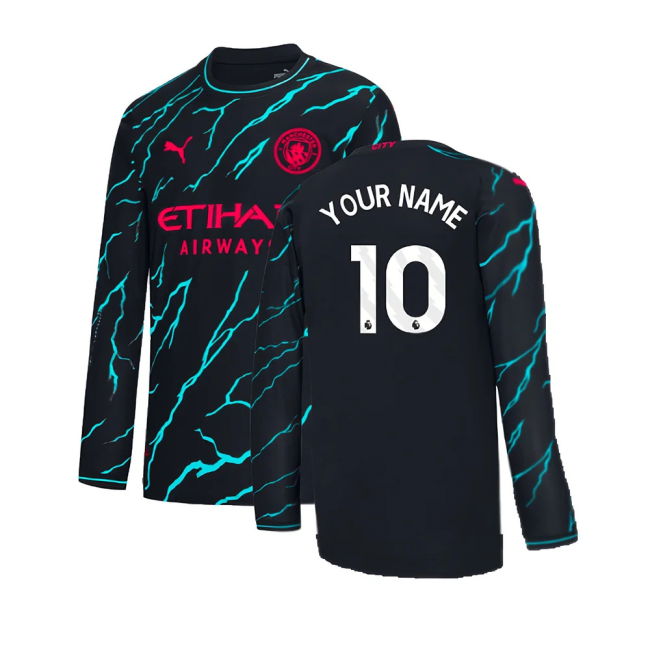 2023-2024 Man City Long Sleeve Third Shirt (Your Name)