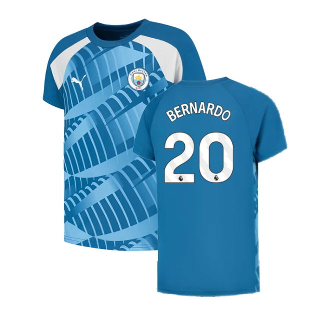 2023-2024 Man City Pre-Match Jersey (Lake Blue) (BERNARDO 20)