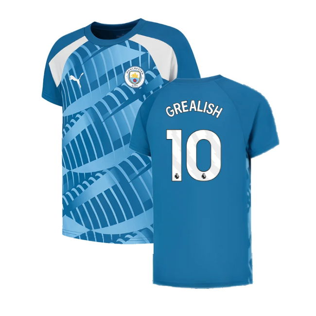 2023-2024 Man City Pre-Match Jersey (Lake Blue) (GREALISH 10)