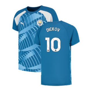 2023-2024 Man City Pre-Match Jersey (Lake Blue) - Kids (DICKOV 10)