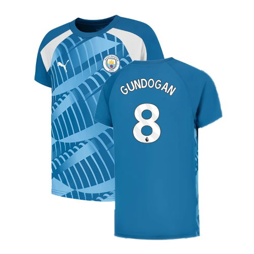 2023-2024 Man City Pre-Match Jersey (Lake Blue) - Kids (GUNDOGAN 8)