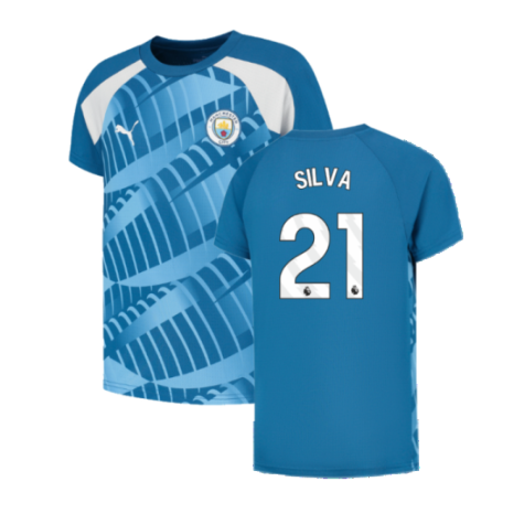2023-2024 Man City Pre-Match Jersey (Lake Blue) (SILVA 21)
