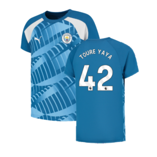 2023-2024 Man City Pre-Match Jersey (Lake Blue) (TOURE YAYA 42)
