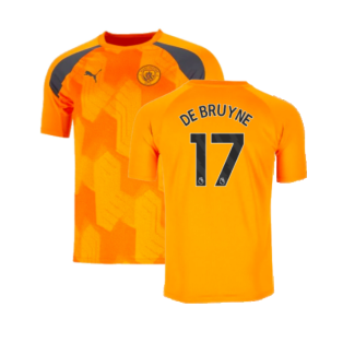 2023-2024 Man City Pre-Match Jersey (Orange) (DE BRUYNE 17)