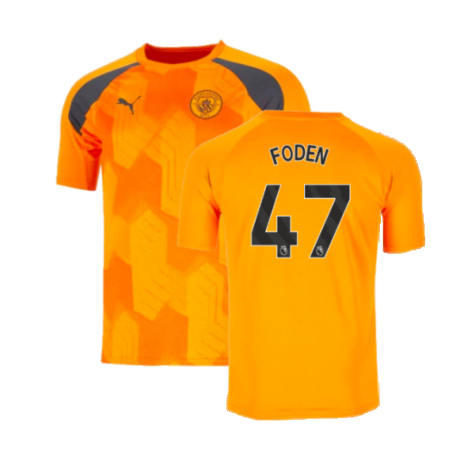 2023-2024 Man City Pre-Match Jersey (Orange) (FODEN 47)