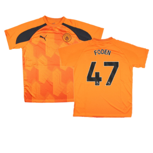 2023-2024 Man City Pre-Match Jersey (Orange) - Kids (FODEN 47)