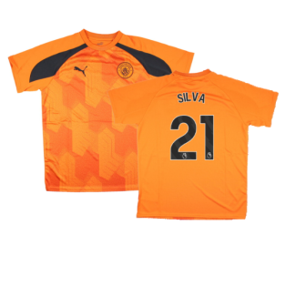 2023-2024 Man City Pre-Match Jersey (Orange) - Kids (SILVA 21)
